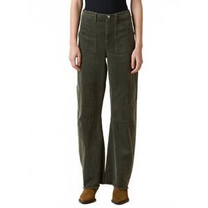 NEW LE JEAN corduroy utility soft barrel pants in black